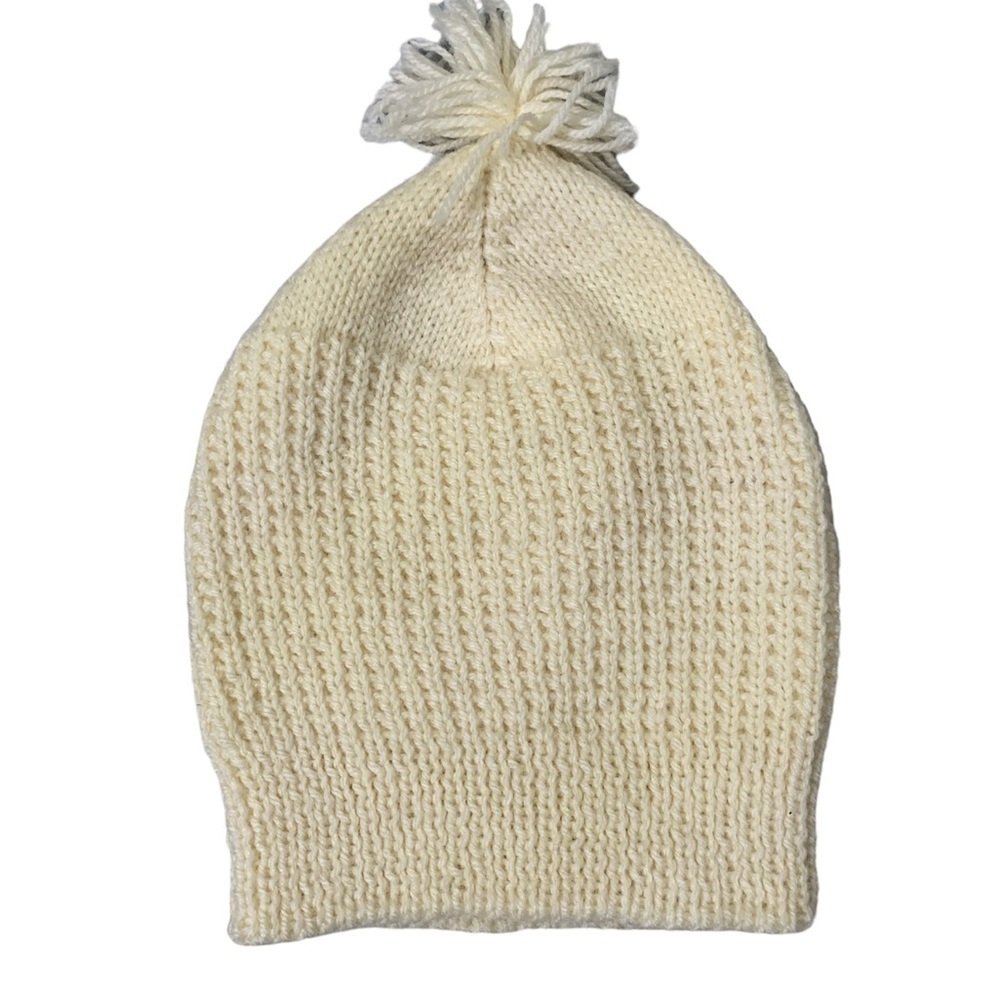 handmade white crocheted beanie for kids
